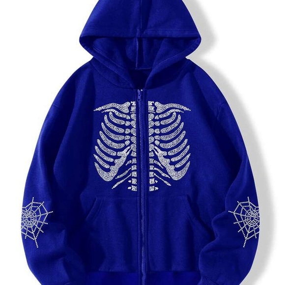 SHEIN Sweaters - Blue Skeleton Hoodie